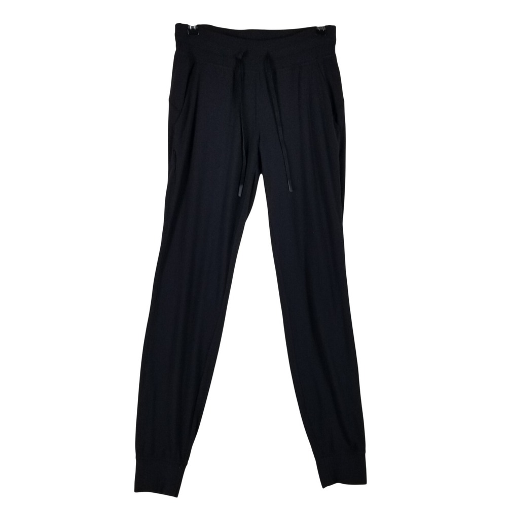 Lululemon Jogger Pants Women 6 Black On The Fly Tapered Activewear Drawstring